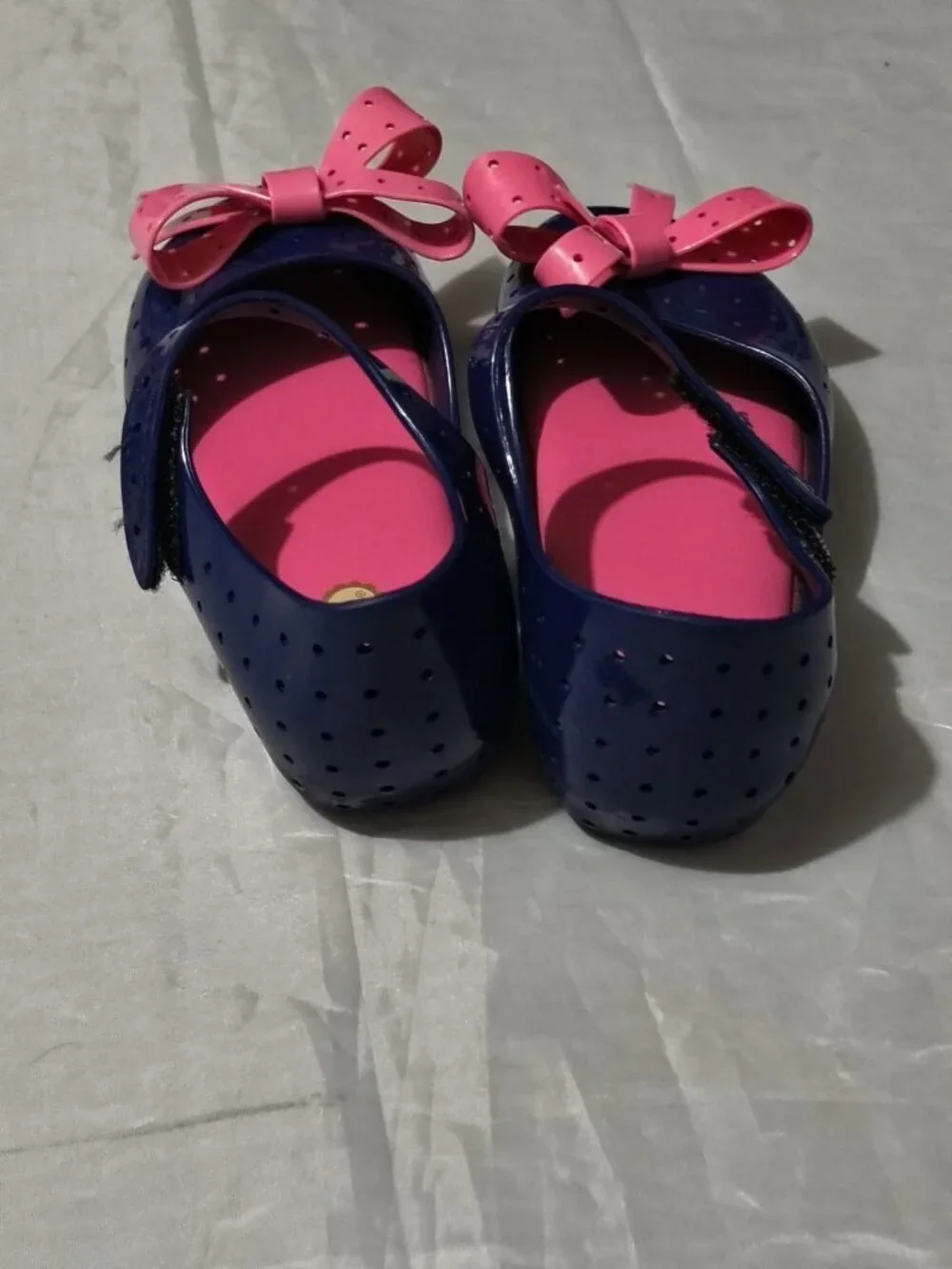 Mini Melissa Navy Blue Furadinha XL Mary Jane Flats Girls Size 11
